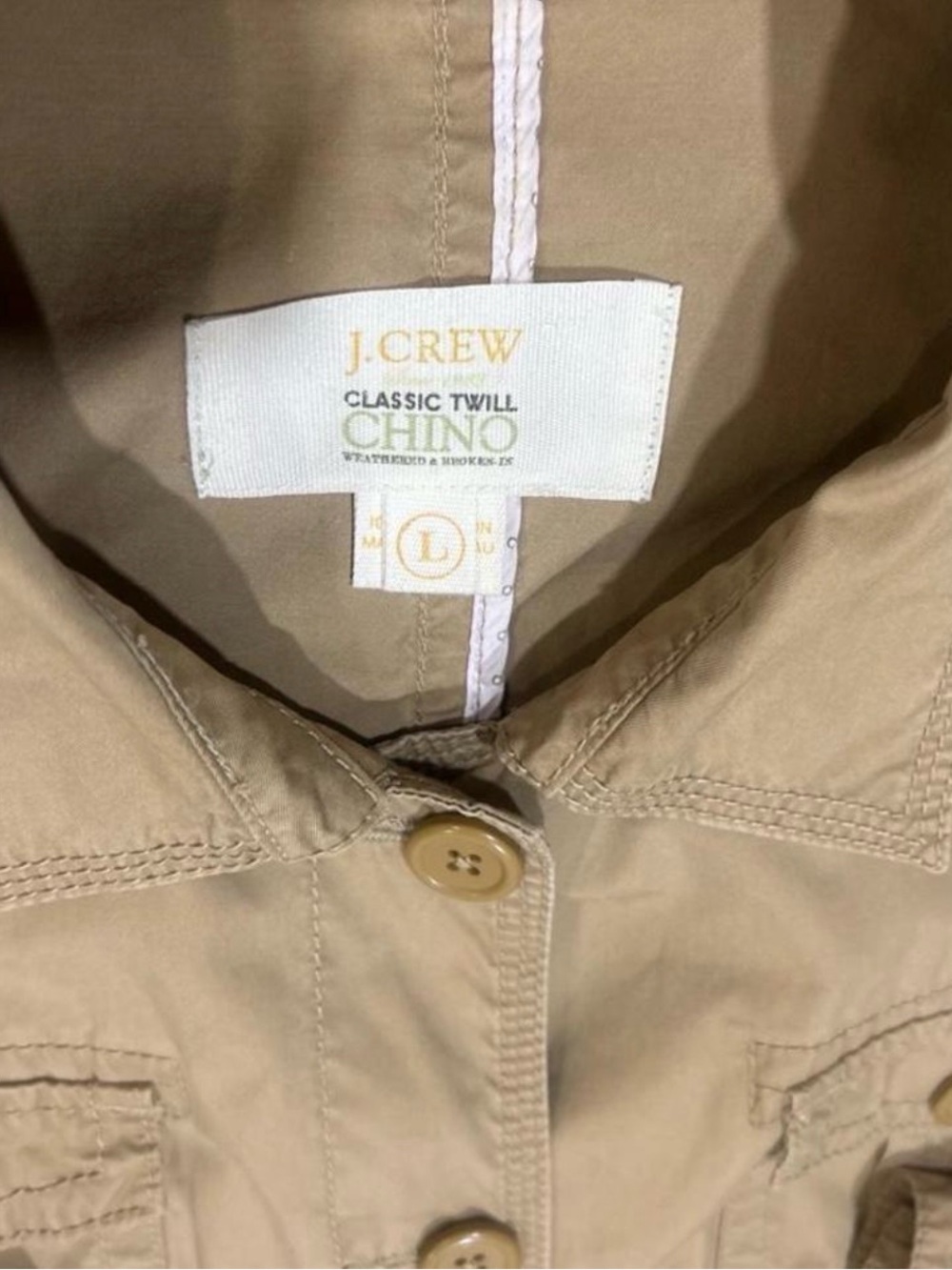 Khaki J.Crew Chino Utility Belted Jacket Cotton Cargo Capsule Military Coat L - Picture 3 of 8